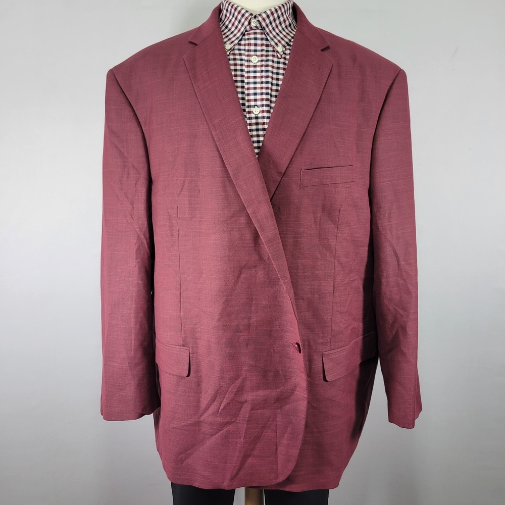 Lineage Men's Sport Coat Blazer Two Button‎ Burgundy Performance Stretch 56R